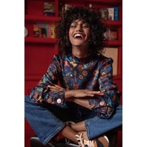 Soi Paris Blue Blouse Victoire Jaipur Mon Amour Sezane Style Sz 44, L-XL